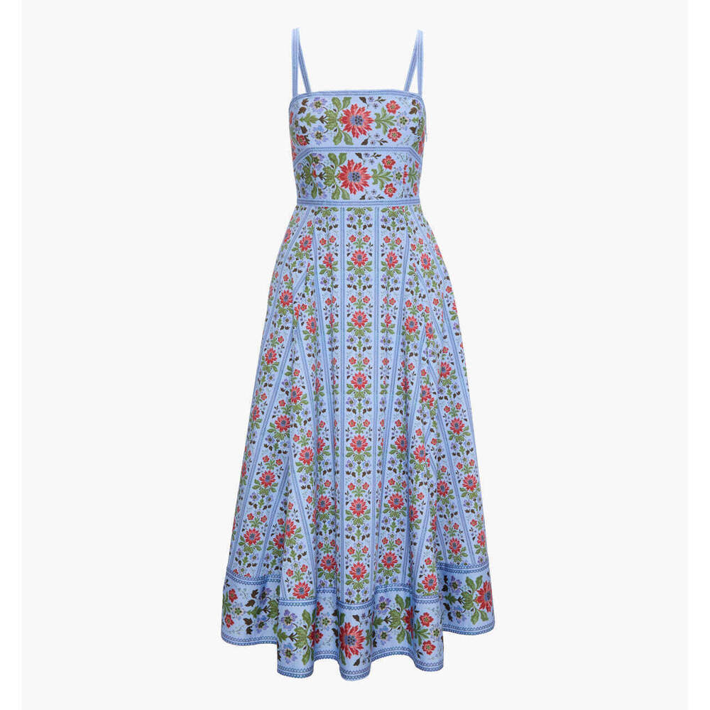 Hill House Home The Margot Dress - Blue Floral Block Stripe Size LBlue Floral Bl